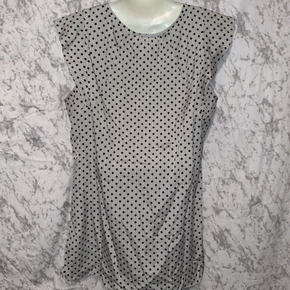 MOTHERHOOD MATERNITY SLEEVELESS CREAM WOTH GRAY PIN STRIPES BLACK POLKA DOTS MED - Picture 3 of 7